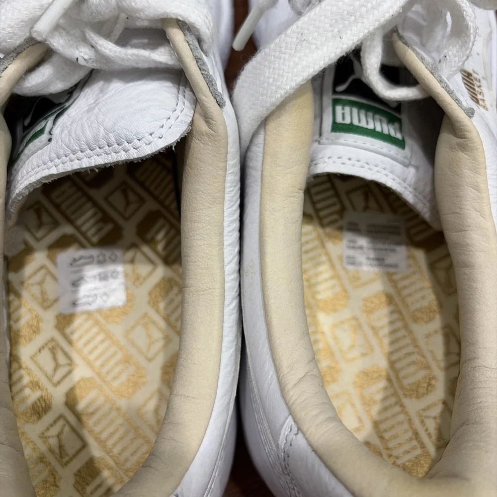 Puma Basket Classic Sneakers White Gold‎ Leather Low Top Trainers 354367-17 11.5